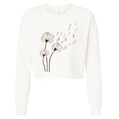 Flower Maltese Dog Dandelion Funny Animal Lover Cropped Pullover Crew