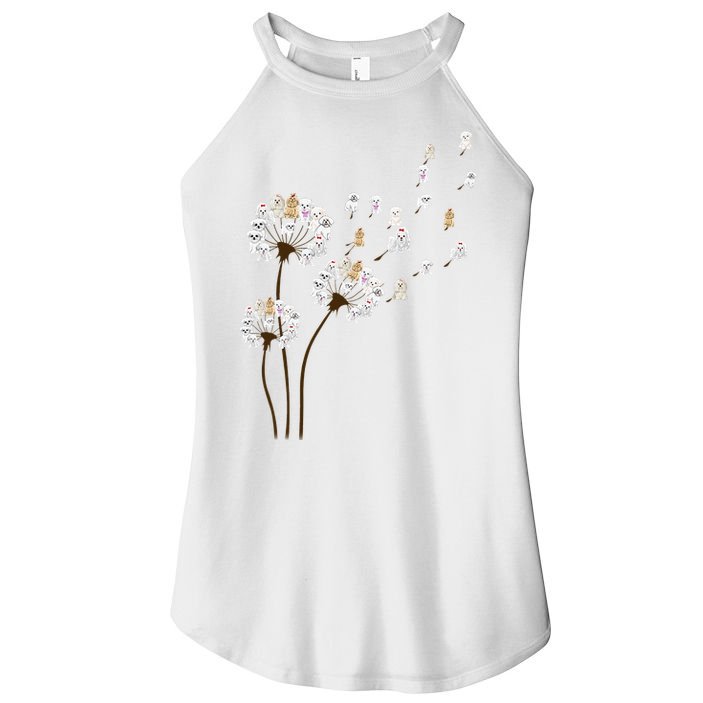 Flower Maltese Dog Dandelion Funny Animal Lover Women's Perfect Tri Rocker Tank