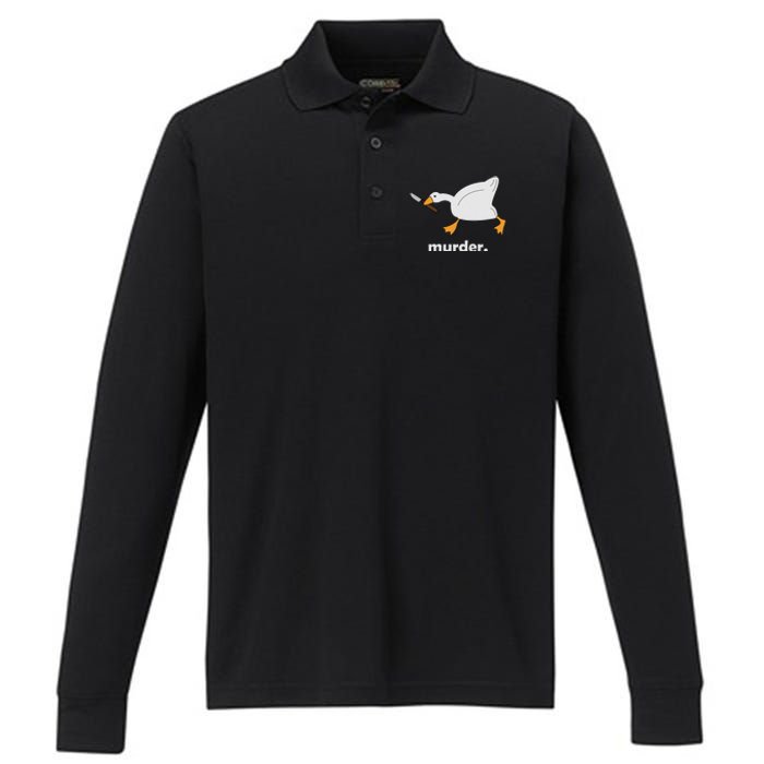 Funny Murder Duck Animal Meme Performance Long Sleeve Polo