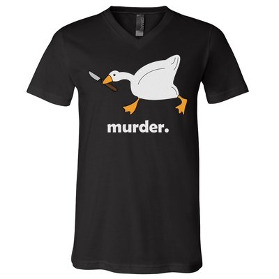 Funny Murder Duck Animal Meme V-Neck T-Shirt