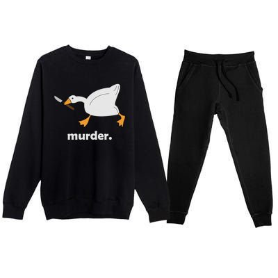 Funny Murder Duck Animal Meme Premium Crewneck Sweatsuit Set