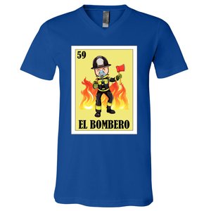 Funny Mexican Design For Fire El Bombero Gift V-Neck T-Shirt