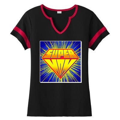 Funny Mother's Day Super Mom Pop Art Comic Panel Ladies Halftime Notch Neck Tee