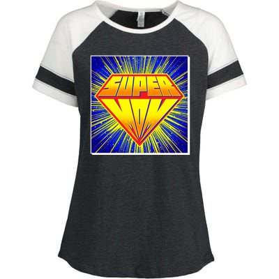 Funny Mother's Day Super Mom Pop Art Comic Panel Enza Ladies Jersey Colorblock Tee