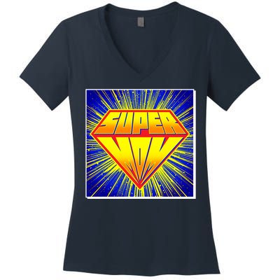 Funny Mother's Day Super Mom Pop Art Comic Panel Women's V-Neck T-Shirt