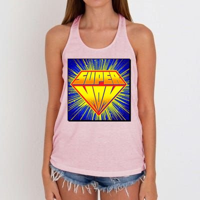 Funny Mother's Day Super Mom Pop Art Comic Panel Women's Knotted Racerback Tank