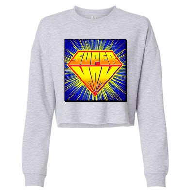 Funny Mother's Day Super Mom Pop Art Comic Panel Cropped Pullover Crew