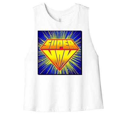 Funny Mother's Day Super Mom Pop Art Comic Panel Women's Racerback Cropped Tank