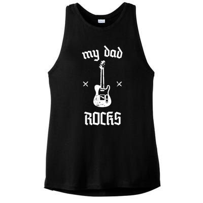 Funny My Dad Rocks Cool Gift Ladies PosiCharge Tri-Blend Wicking Tank