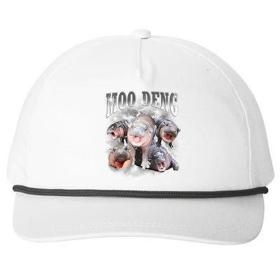 Funny Moo Deng Kawaii Pygmy Hippo Cute Zoo Animal Lover Snapback Five-Panel Rope Hat