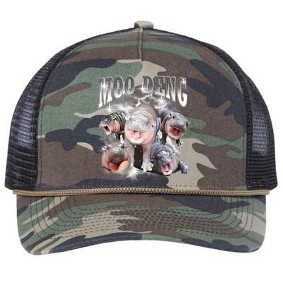 Funny Moo Deng Kawaii Pygmy Hippo Cute Zoo Animal Lover Retro Rope Trucker Hat Cap