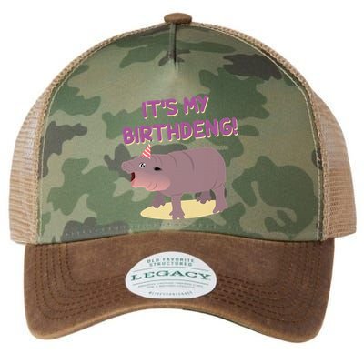 Funny Moo Deng Baby Hippo Cute ItS My Birthday Birthdeng Legacy Tie Dye Trucker Hat