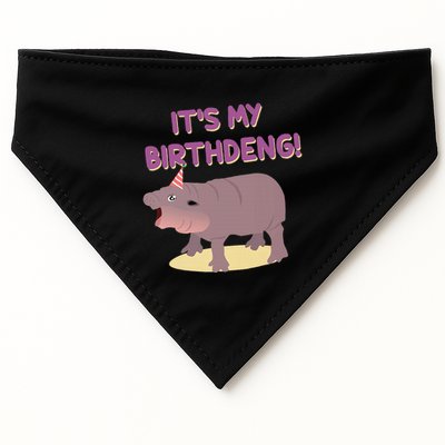 Funny Moo Deng Baby Hippo Cute ItS My Birthday Birthdeng USA-Made Doggie Bandana