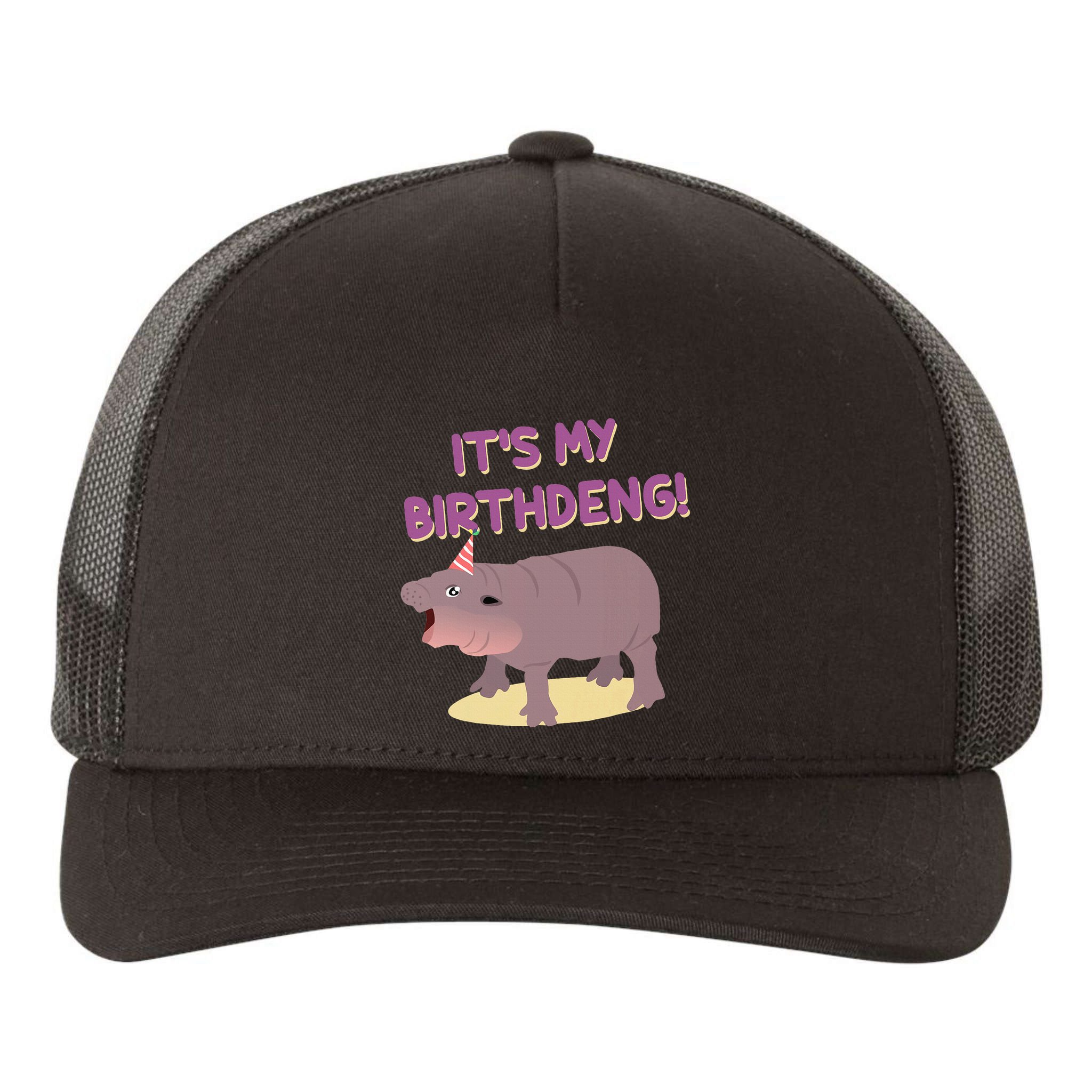 Funny Moo Deng Baby Hippo Cute ItS My Birthday Birthdeng Yupoong Adult 5-Panel Trucker Hat