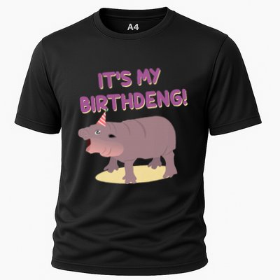 Funny Moo Deng Baby Hippo Cute ItS My Birthday Birthdeng Performance Shirt