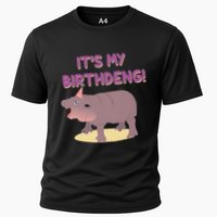 Funny Moo Deng Baby Hippo Cute ItS My Birthday Birthdeng Cooling Performance Crew T-Shirt