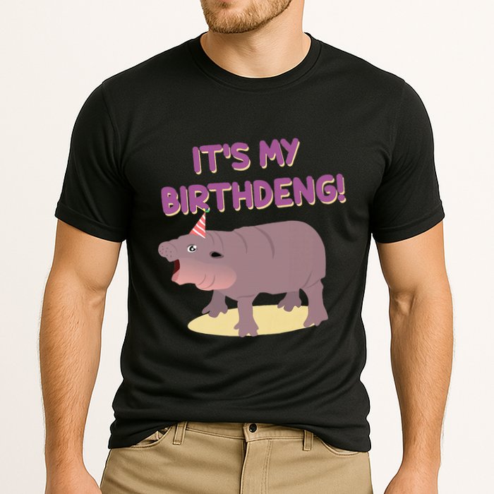 Funny Moo Deng Baby Hippo Cute ItS My Birthday Birthdeng Cooling Performance Crew T-Shirt