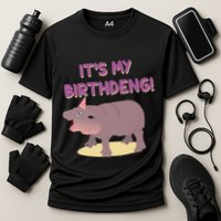 Funny Moo Deng Baby Hippo Cute ItS My Birthday Birthdeng Cooling Performance Crew T-Shirt