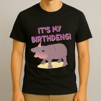 Funny Moo Deng Baby Hippo Cute ItS My Birthday Birthdeng T-Shirt