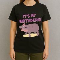 Funny Moo Deng Baby Hippo Cute ItS My Birthday Birthdeng T-Shirt