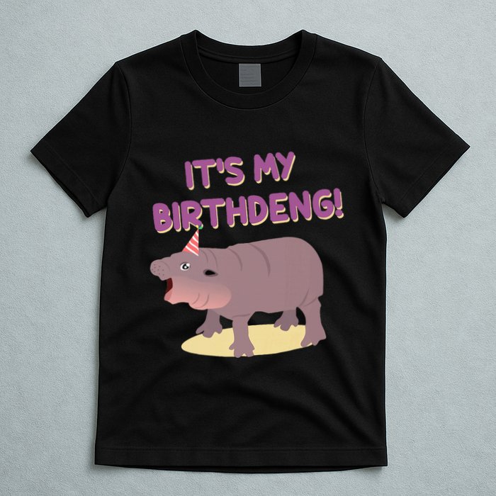 Funny Moo Deng Baby Hippo Cute ItS My Birthday Birthdeng T-Shirt