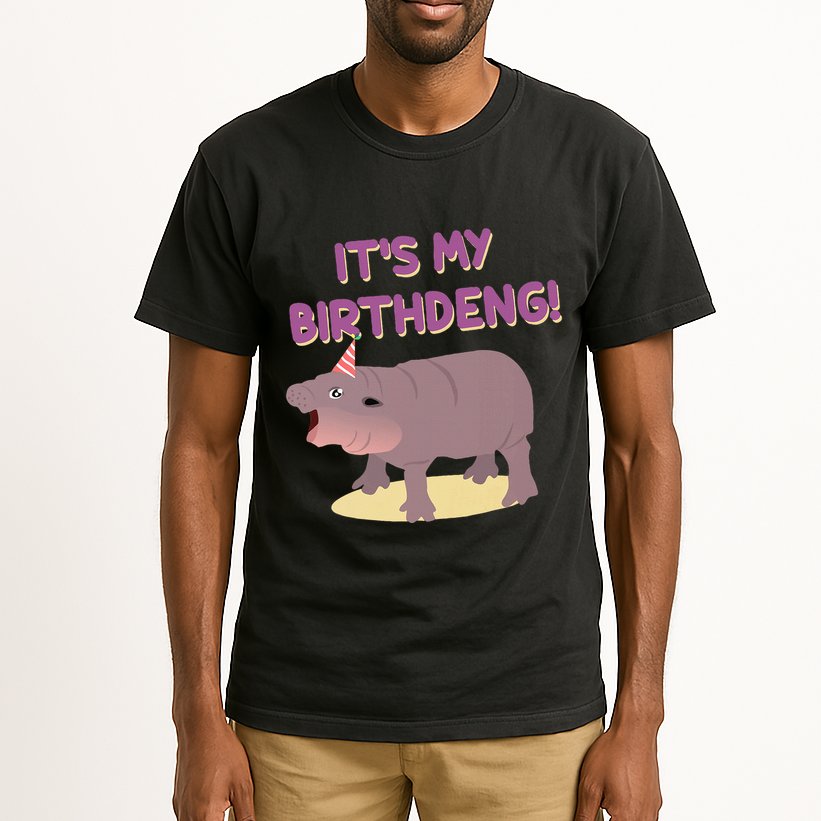 Funny Moo Deng Baby Hippo Cute ItS My Birthday Birthdeng Tall T-Shirt