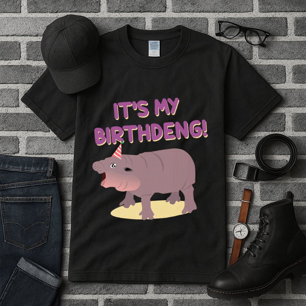 Funny Moo Deng Baby Hippo Cute ItS My Birthday Birthdeng Tall T-Shirt