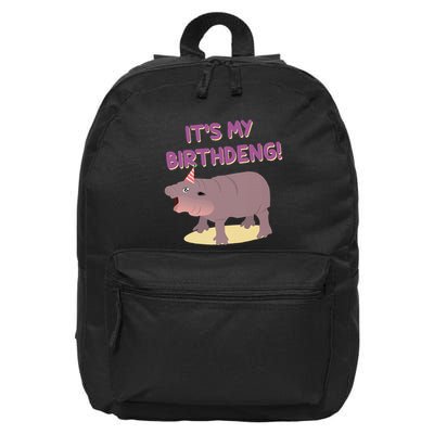 Funny Moo Deng Baby Hippo Cute ItS My Birthday Birthdeng 16 in Basic Backpack