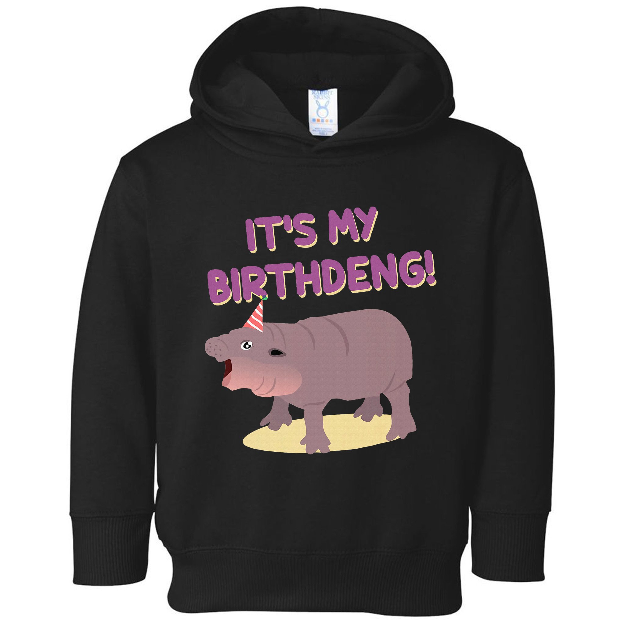 Funny Moo Deng Baby Hippo Cute ItS My Birthday Birthdeng Toddler Hoodie