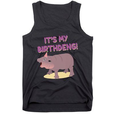 Funny Moo Deng Baby Hippo Cute ItS My Birthday Birthdeng Tank Top