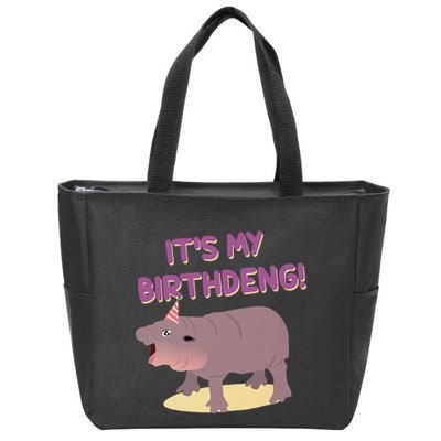 Funny Moo Deng Baby Hippo Cute ItS My Birthday Birthdeng Zip Tote Bag