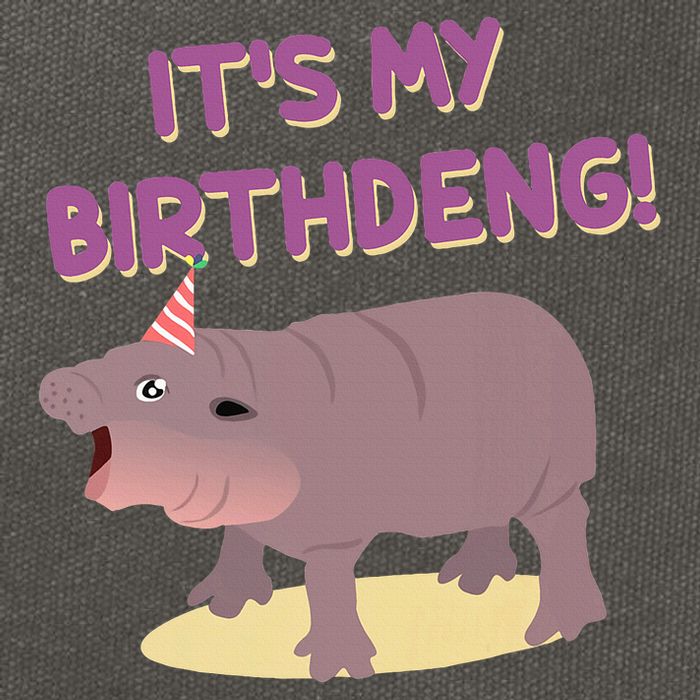 Funny Moo Deng Baby Hippo Cute ItS My Birthday Birthdeng Cotton Canvas Backpack