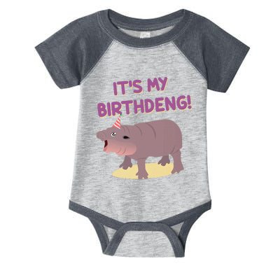 Funny Moo Deng Baby Hippo Cute ItS My Birthday Birthdeng Infant Baby Jersey Bodysuit