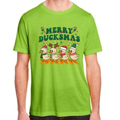 Funny Merry Ducksmas Christmas Quackmas Walking Retro Ducks Gift Adult ChromaSoft Performance T-Shirt