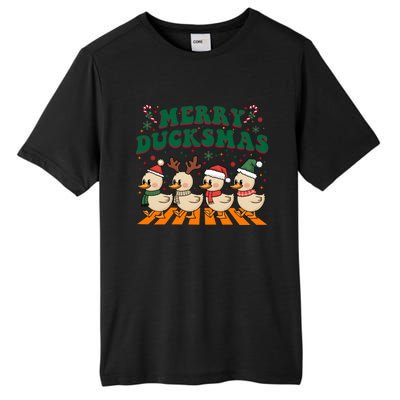 Funny Merry Ducksmas Christmas Quackmas Walking Retro Ducks Gift Tall Fusion ChromaSoft Performance T-Shirt