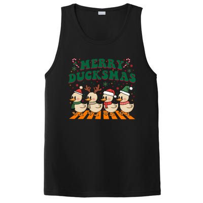 Funny Merry Ducksmas Christmas Quackmas Walking Retro Ducks Gift PosiCharge Competitor Tank