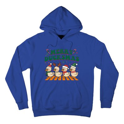 Funny Merry Ducksmas Christmas Quackmas Walking Retro Ducks Gift Hoodie