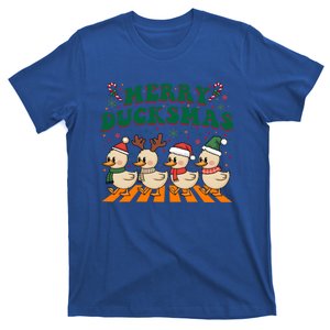 Funny Merry Ducksmas Christmas Quackmas Walking Retro Ducks Gift T-Shirt