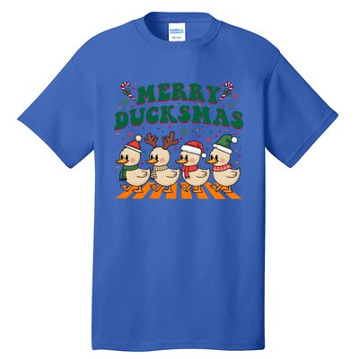 Funny Merry Ducksmas Christmas Quackmas Walking Retro Ducks Gift Tall T-Shirt