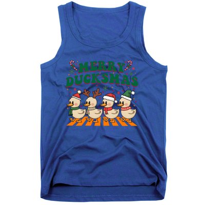 Funny Merry Ducksmas Christmas Quackmas Walking Retro Ducks Gift Tank Top