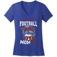 Football Mothers Day Livin That Football Mom Life Gift Women's V-Neck T-Shirt