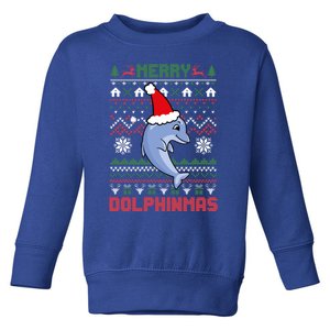 Funny Merry Dolphintmas Ugly Christmas Dolphin Santa Great Gift Toddler Sweatshirt