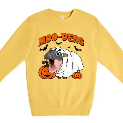 Funny Moo Deng Halloween Boo Ghost Costume Moodeng Lover Premium Crewneck Sweatshirt