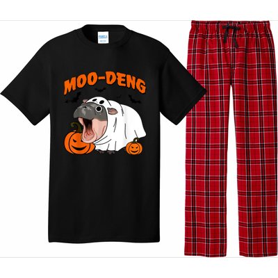 Funny Moo Deng Halloween Boo Ghost Costume Moodeng Lover Pajama Set