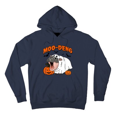 Funny Moo Deng Halloween Boo Ghost Costume Moodeng Lover Hoodie