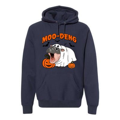 Funny Moo Deng Halloween Boo Ghost Costume Moodeng Lover Premium Hoodie