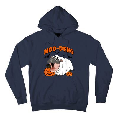 Funny Moo Deng Halloween Boo Ghost Costume Moodeng Lover Tall Hoodie