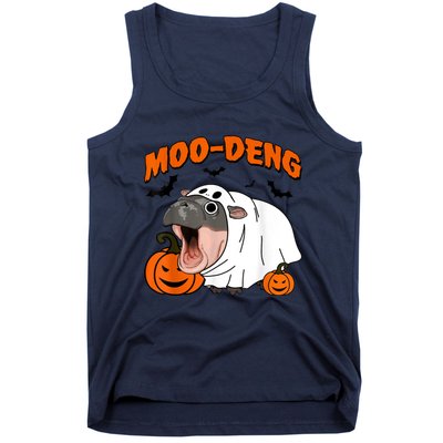 Funny Moo Deng Halloween Boo Ghost Costume Moodeng Lover Tank Top