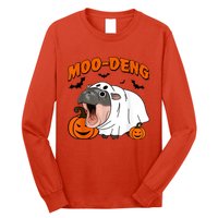 Funny Moo Deng Halloween Boo Ghost Costume Moodeng Lover Long Sleeve Shirt