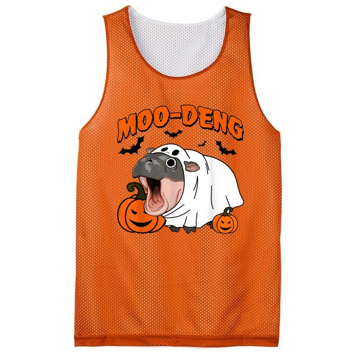 Funny Moo Deng Halloween Boo Ghost Costume Moodeng Lover Mesh Reversible Basketball Jersey Tank